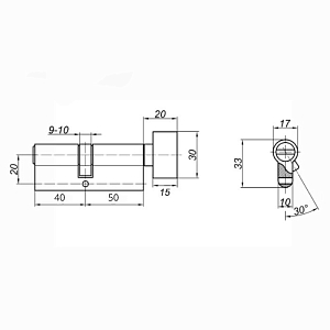 Стандарт Цилиндровый механизм Z.I.90В-5K (35Вх10х45) CP 5 кл #225181